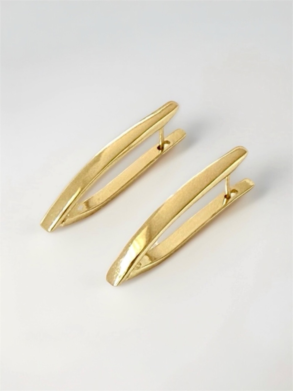 14K Gold Plated V Shaped Hoop Earrings | Waterproof Minimalist Jewelry